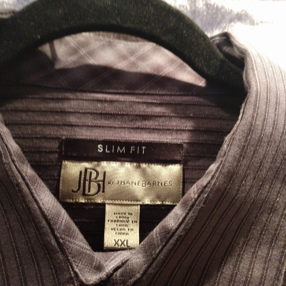 Men's XXL grey on grey pinstripe slim fit shirt - Picture 5 of 6
